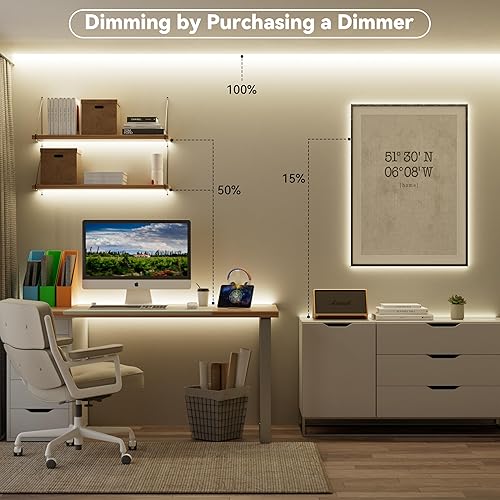 Miniatura 3 de MIWISE Tira LED COB de 20 pies20.0 ft, CRI 90+ blanco natural 4000 K de alto lúmenes, súper brillante, flexible, DC24V, cinta de luz LED, para