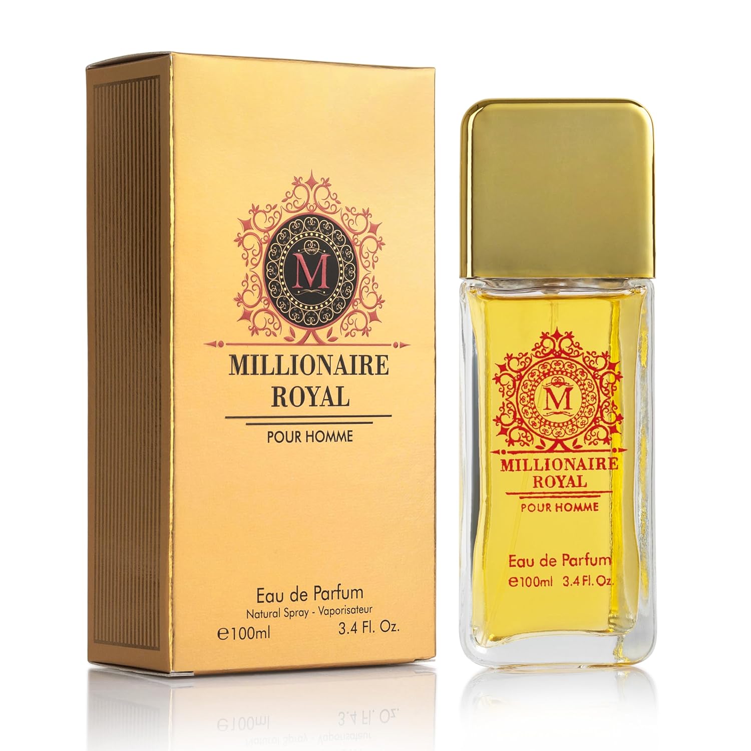 Millionaire Royal for Men - Oriental Fresh Woody Fragrance - Top Notes of Mandarin, Bergamot & Cardamom - Natural, Mild, Free of Parebens, Vegan & Cruelty-Free - Elegant 100ml Bottle, Parfume for Men