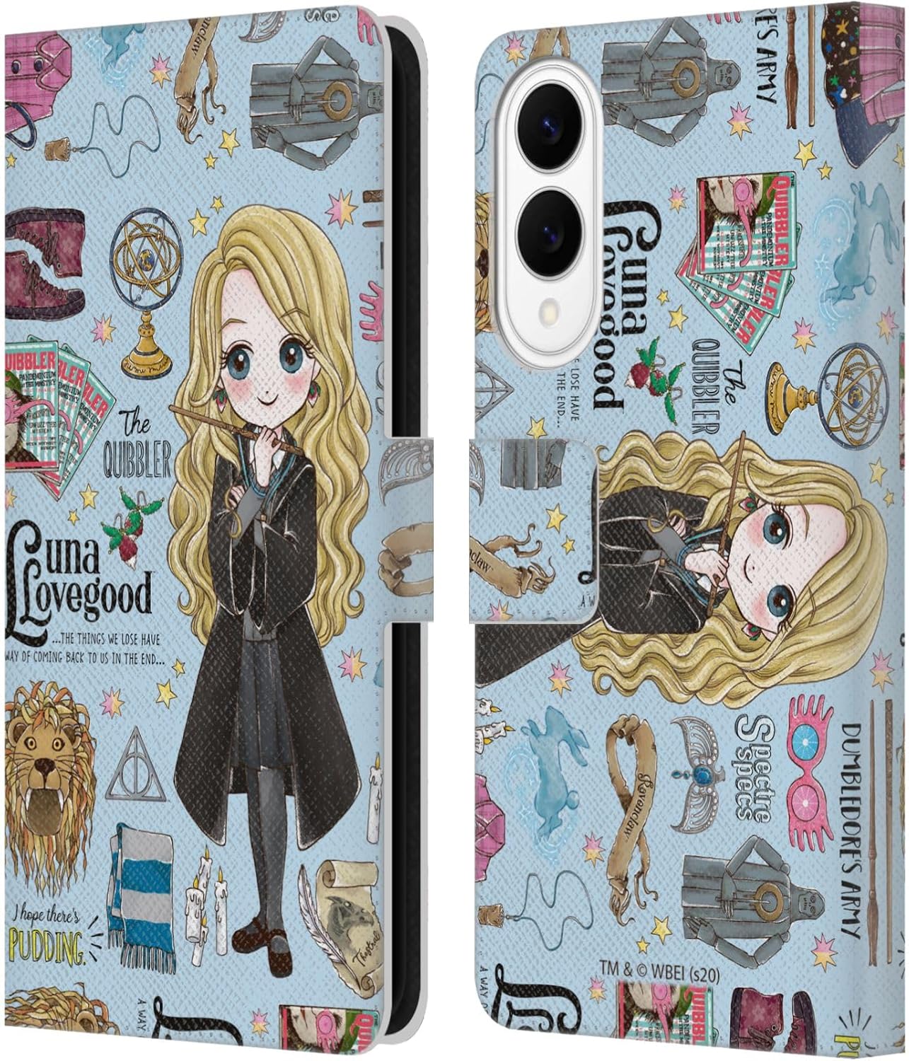 Head Case Designs Officially Licensed Harry Potter Luna Pattern Deathly Hallows XXXVII Leather Wallet Case Compatible with Samsung Galaxy S25 Edge