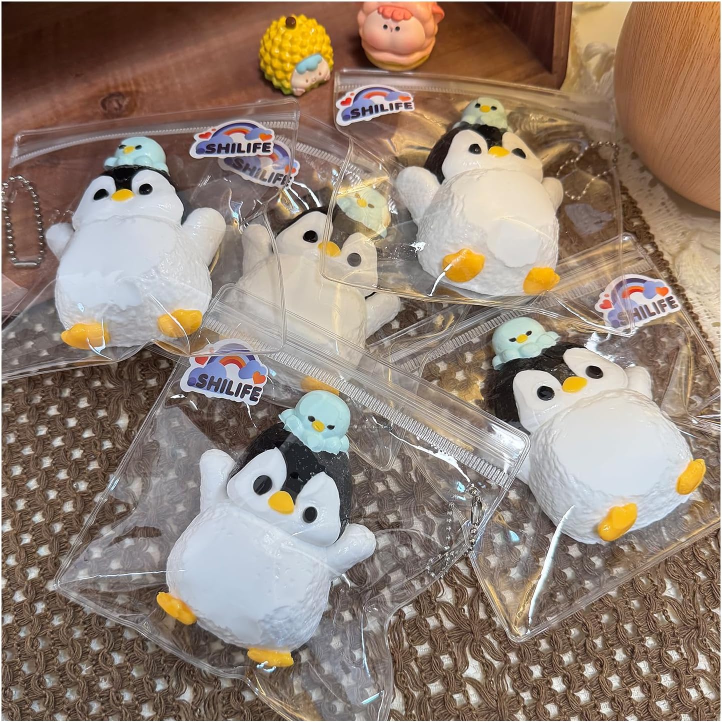 Taba Squishy Penguin,fufu squishies,Silicone Toys,Stress Relieving Fur Ball OPP Packaging GiftsSquishy Fidget Toys for Anxiety&Relaxation,Perfect Desk Accessory for Adults (Penguin)