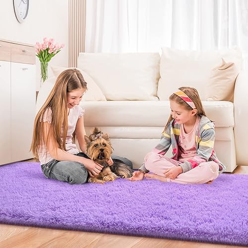 Miniatura 27 de Jelymark - Alfombra de interior peluda, mullida y supersuave para dormitorio, de 3 x 5 pies, para sala de estar, decoración del hogar, dormitorio