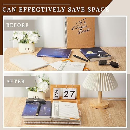 Miniatura 5 de Lincia 2 bandejas de acrílico apilables de 12.6 x 10.2 x 2.1 pulgadas, transparente