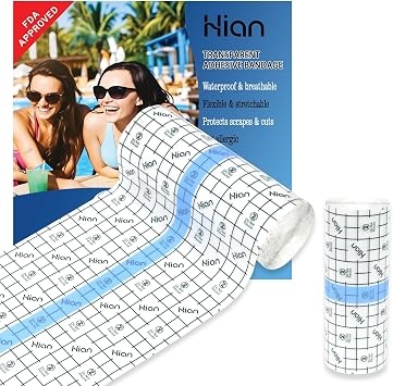 Hion F.D.A Approved Tattoo Aftercare Waterproof Bandage Transparent Film Dressing 6 Inch x 11 Yard Roll Tattoo Cover Up Tape Second Skin Adhesive Bandage Wound Cover for Swimming Shower Shield