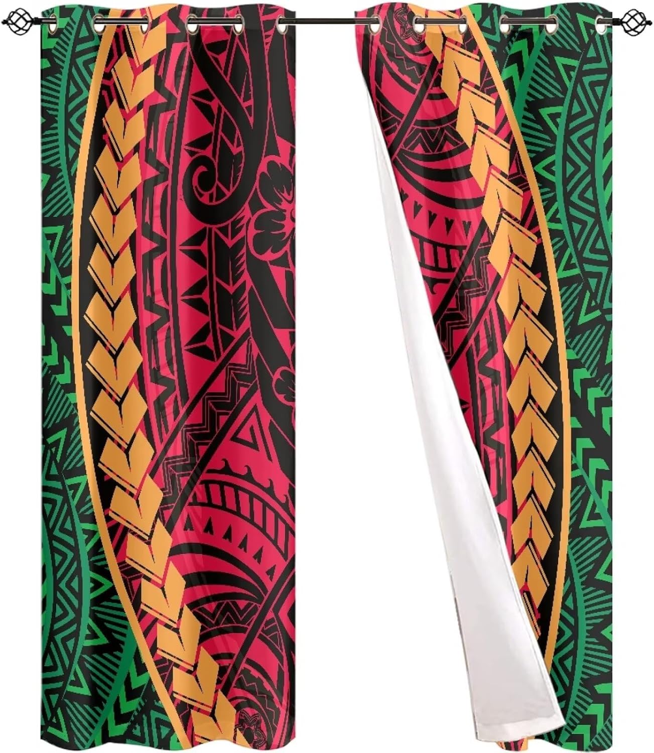 Polynesian Hawaii Style Floral Elegant Curtains for The Living Room Blackout Bathroom Kitchen and Shower Set of 2pcs