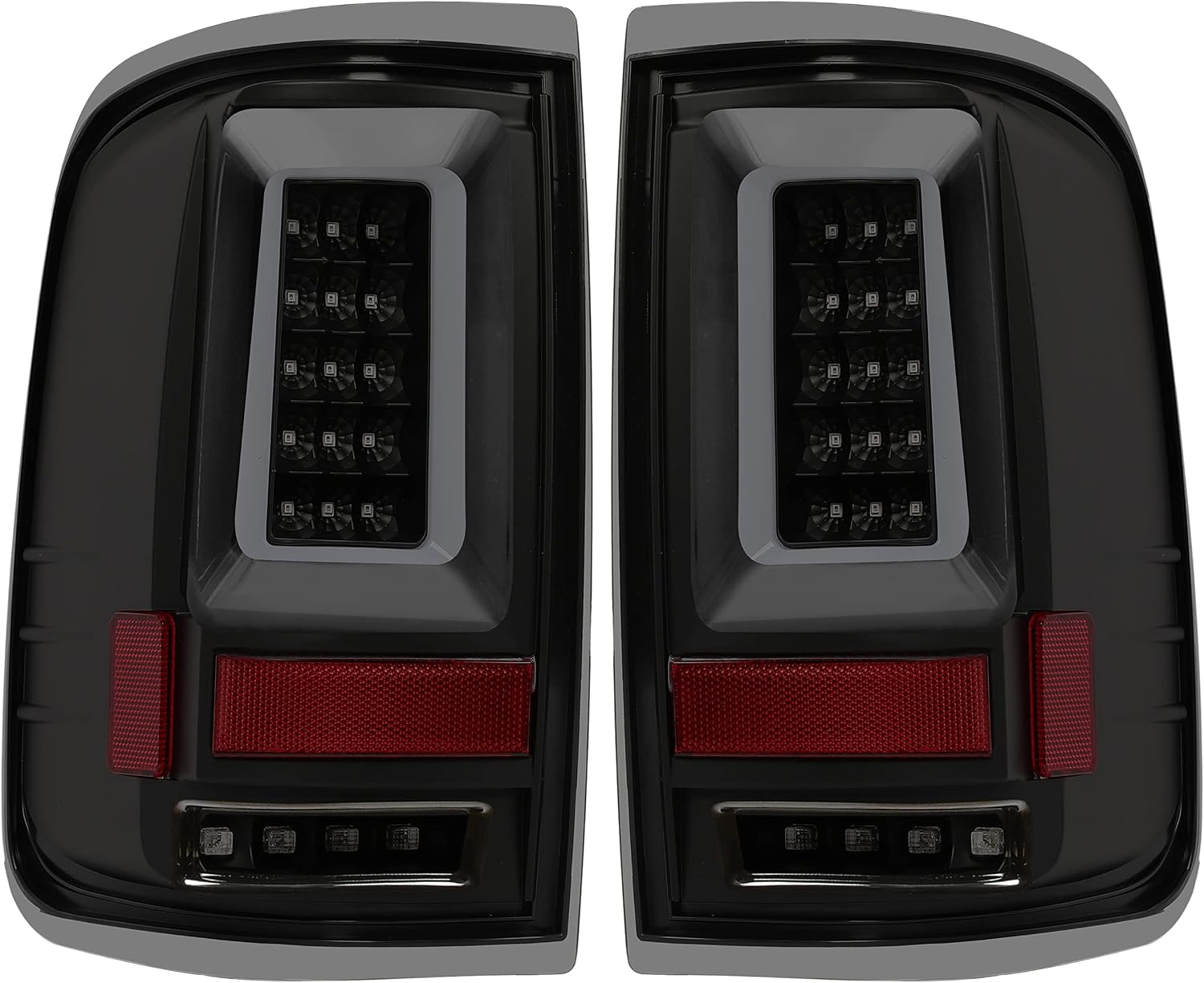 KUAFU Tail Lights Pair Compatible with 2004-2008 Ford F150 Pickup LED Tube Bar Rear Taillights Tail Rear Lamp Brake Signal Black Housing & Smoke Lens Replacement for 5L3Z13405CA 5L3Z13404CA