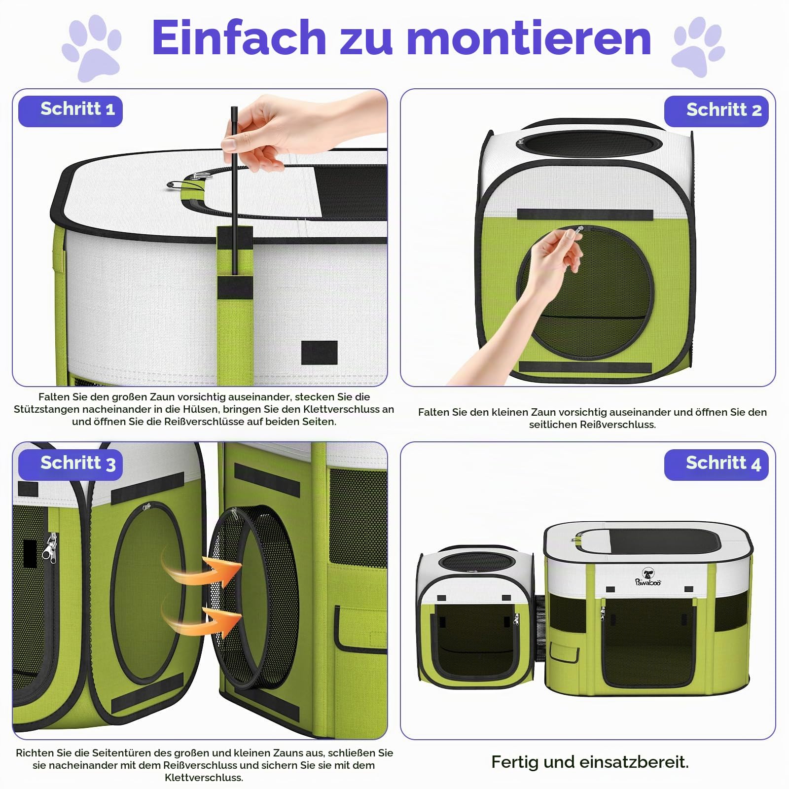 Pawaboo 2-in-1 Hunde Katzengehege, Oxford 600D Stoff