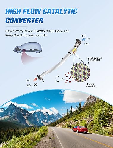 Vista 181 de Nilight Catalizador para Hyundai Accent 2012-2017/Hyundai Veloster 2012-2017/Kia Rio 2012-2014/Kia Soul 2012 2013 2014 2015 2016 (estándar EPA)