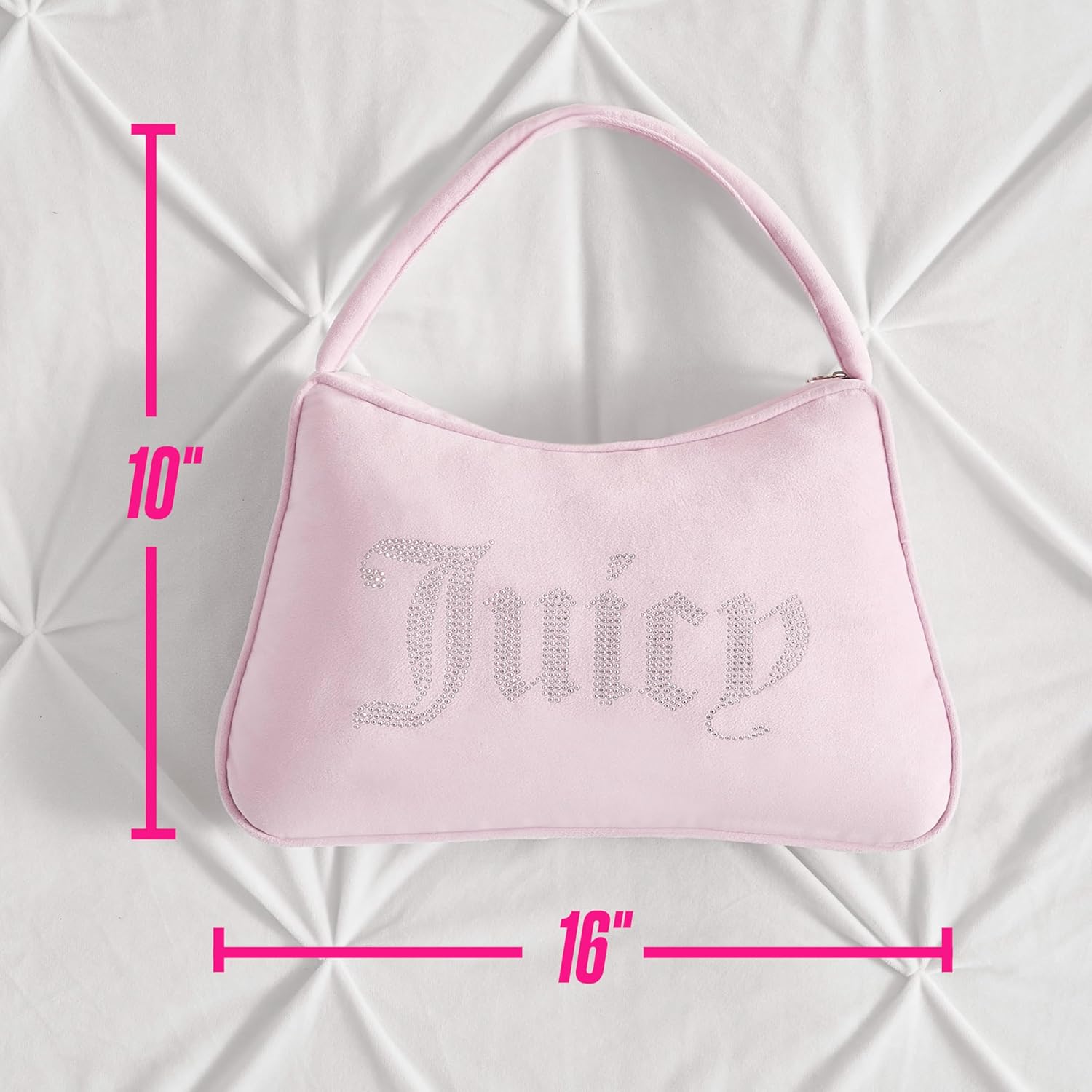 Juicy Couture Purse Shaped 10" x 16" Decorative Pillow, Light Pink