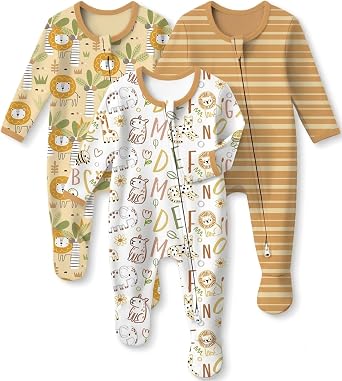 Baby Sleepers 100% Organic Cotton Pajamas for Newborn 0-3 3-6 6-9 Months Boys Girls Clothes Footed Pjs