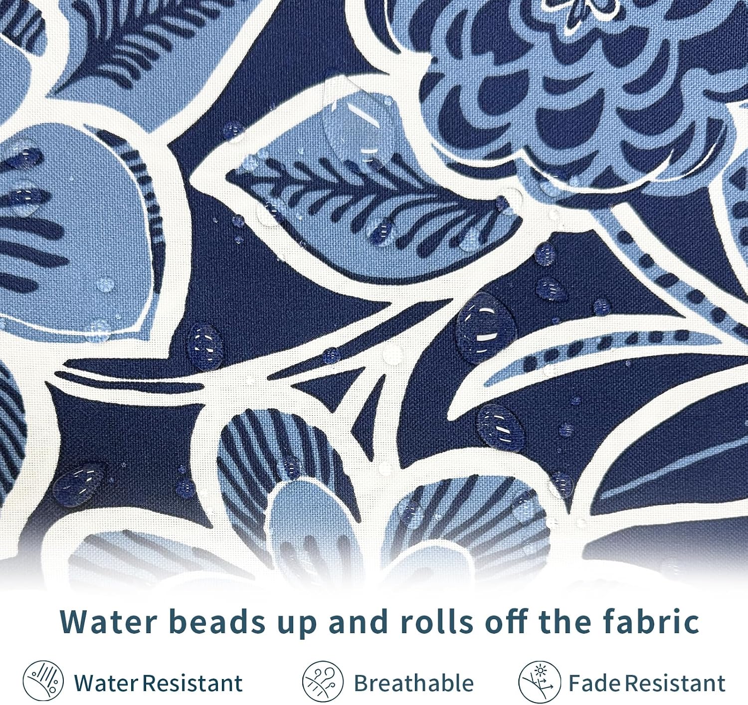 DYTXIII Pack of 2 Outdoor Waterproof Pillow Covers ONLY, 18"x18" Square Decorative Double Printed Throw Pillow Cases for Patio Couch Porch Furniture, Flower Navy