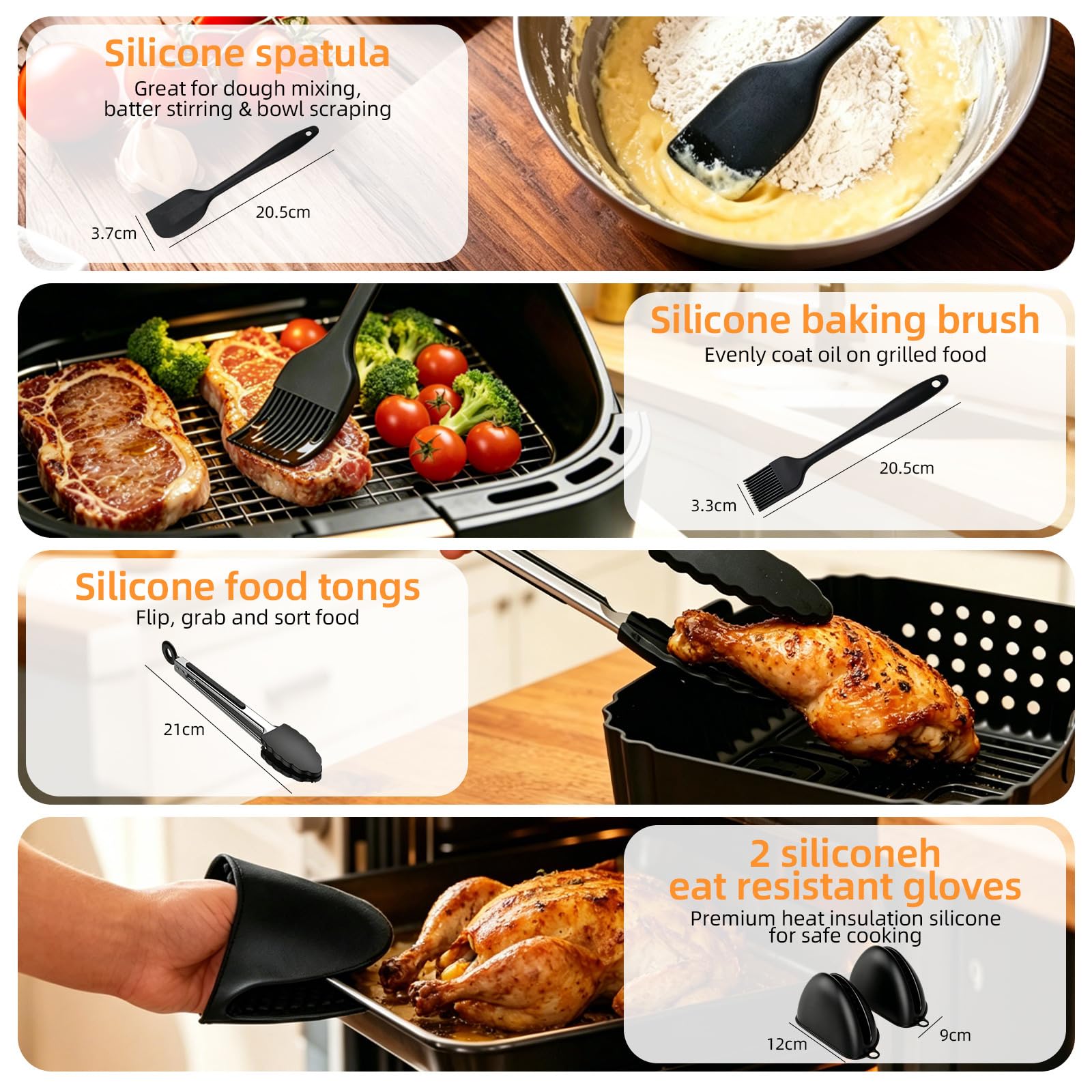 29-częściowy zestaw akcesoriów do frytkownicy na gorące powietrze dla Philips Airfryer 4000 Series Dual Basket 10L NA460/NA462 - z silikonową formą do frytkownicy na gorące powietrze, rusztem