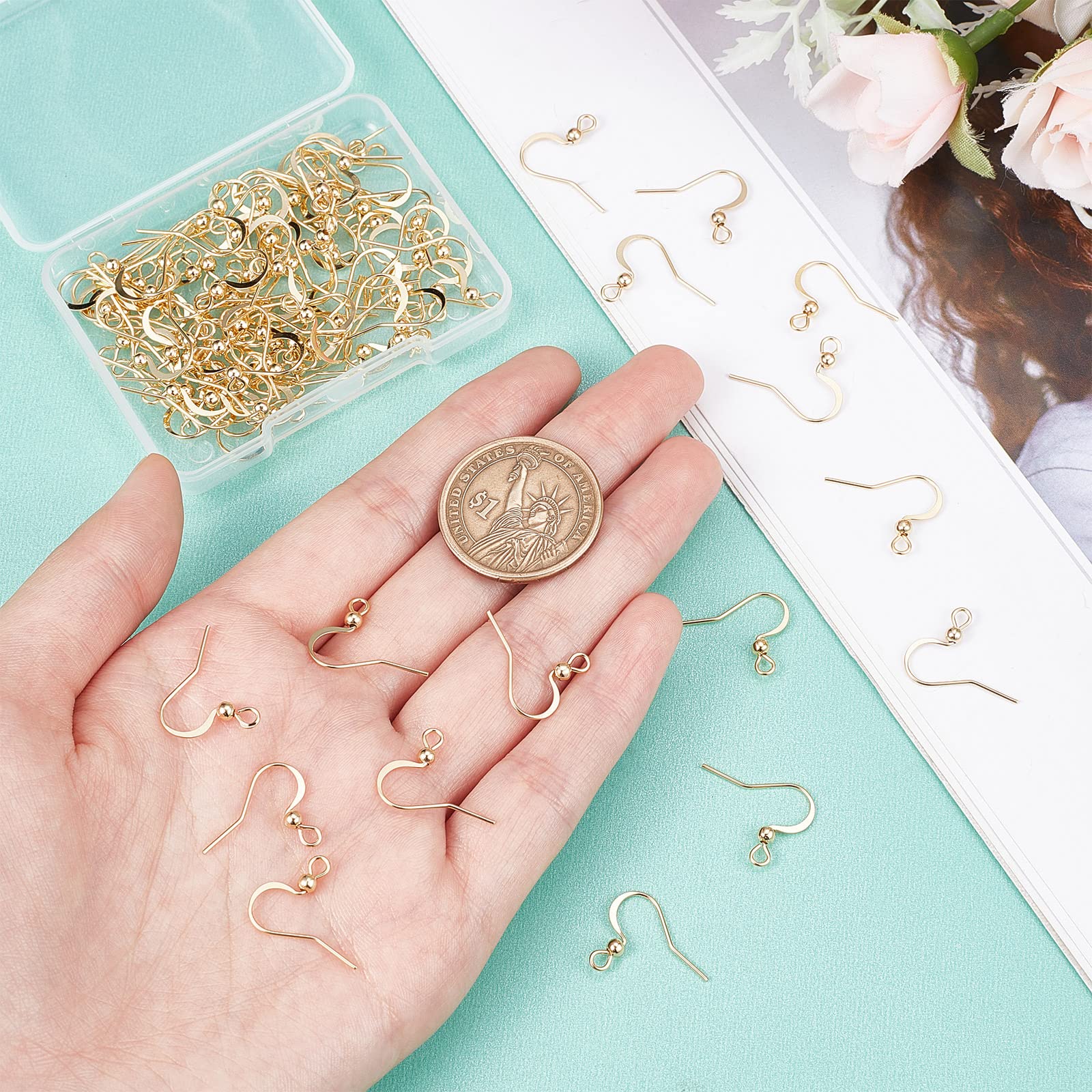 SUNNYCLUE Ohrhaken Set 80 Stück - Französische Haken Edelstahl Vergoldet