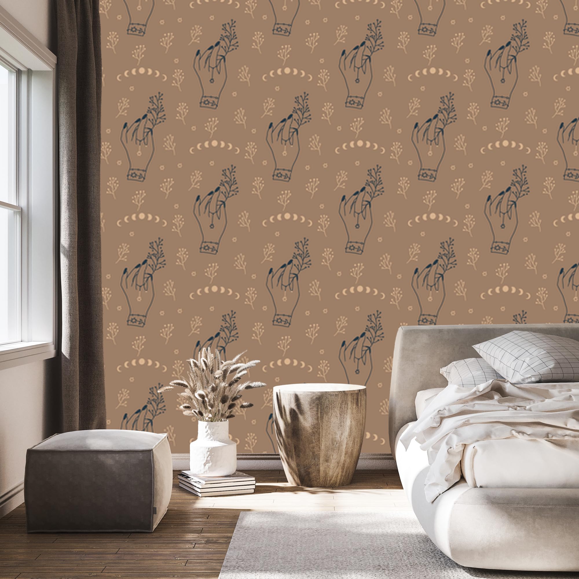 Vliestapete Boho-Muster – Orange und Braun 50 x 1000 cm