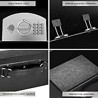 Vista 7 de Dalmbox Caja de seguridad portátil de metal con bloqueo de código digital, almacenamiento resistente al fuego para documentos, caja de seguridad
