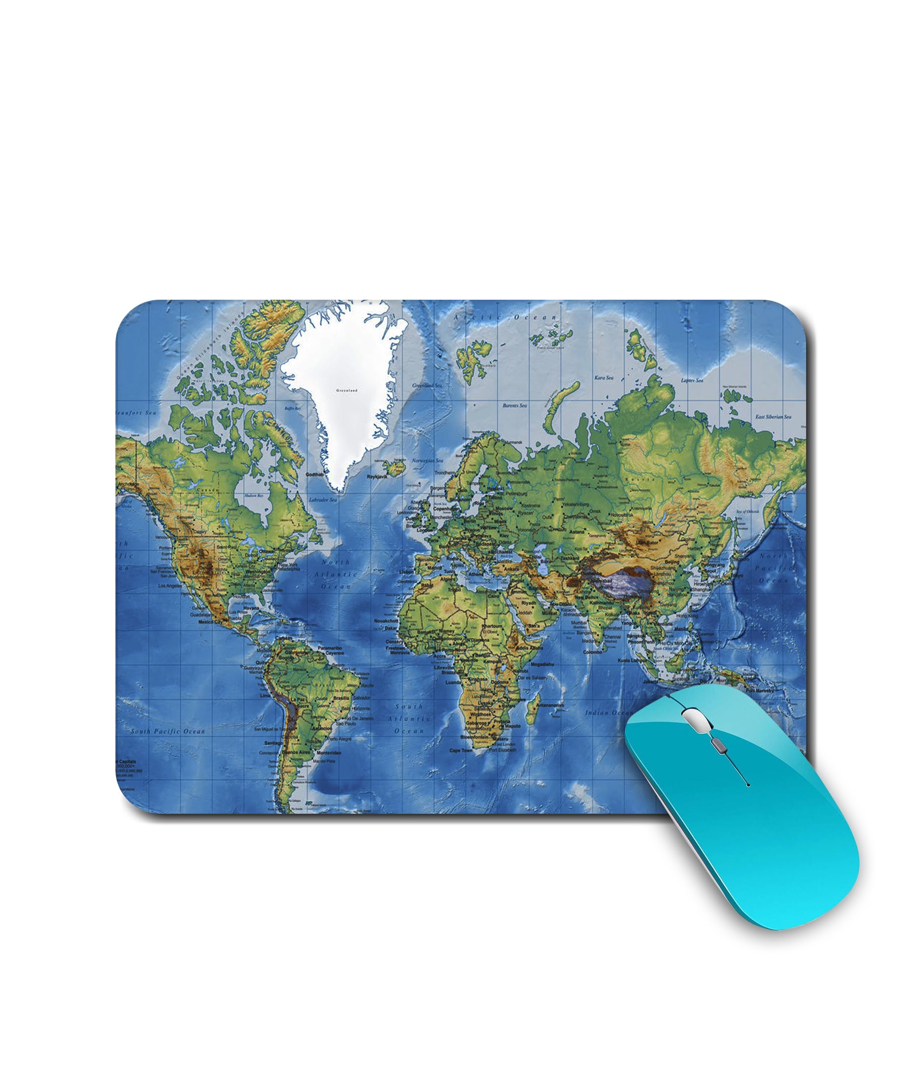 IVJAR Blue World Map Printed Gaming Mouse pad for Office/Home/Gaming/Anti Skid/Anti Slip/Rubber Base (Multicolor -D8095)-image-30