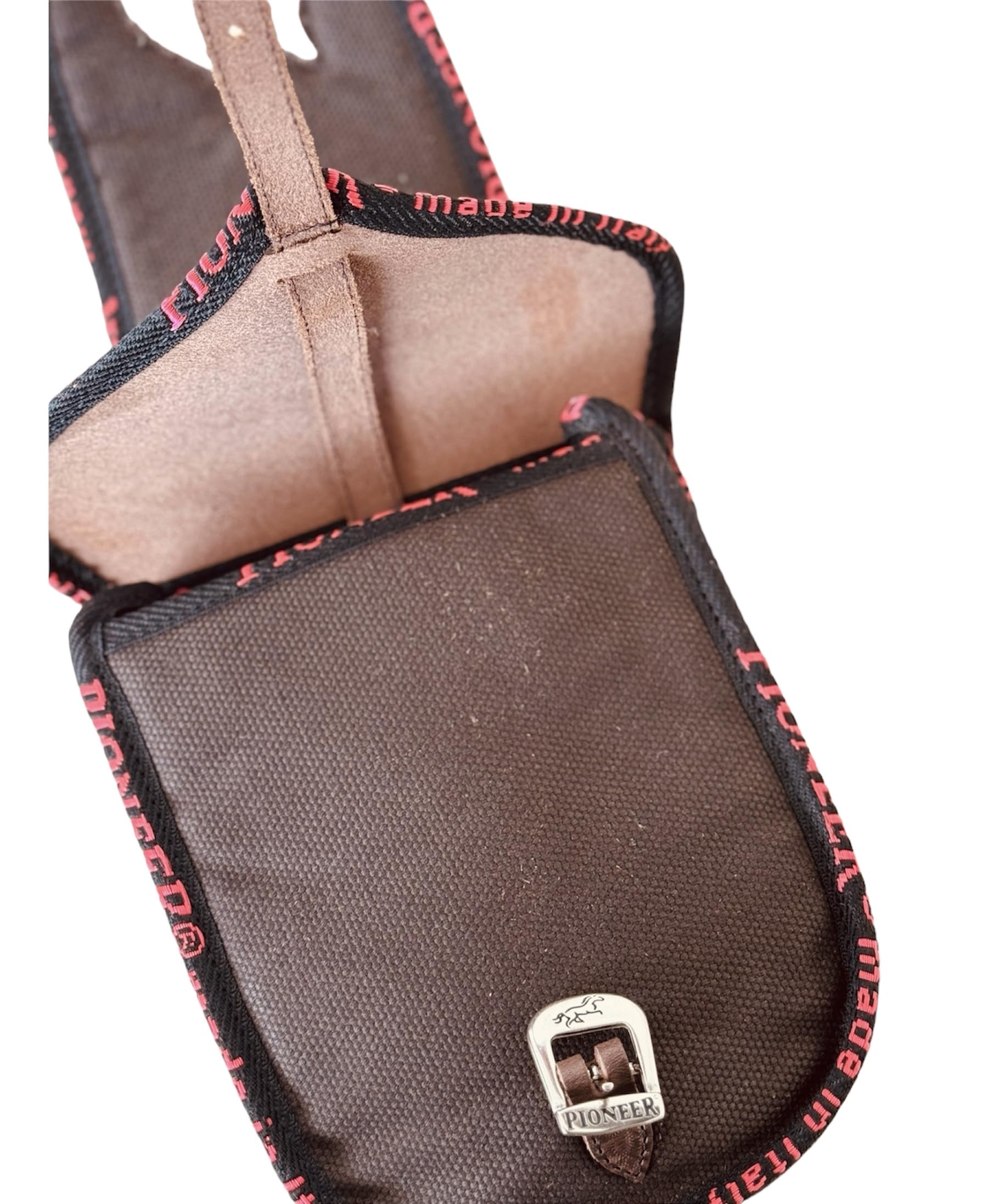 PIONEER Bisacce Cavallo - Borsa da Sella in Cuoio e Tessuto per Equitazione - Ideali per Trekking e Gite a Cavallo - Design Anteriore - Resistente e Confortevole