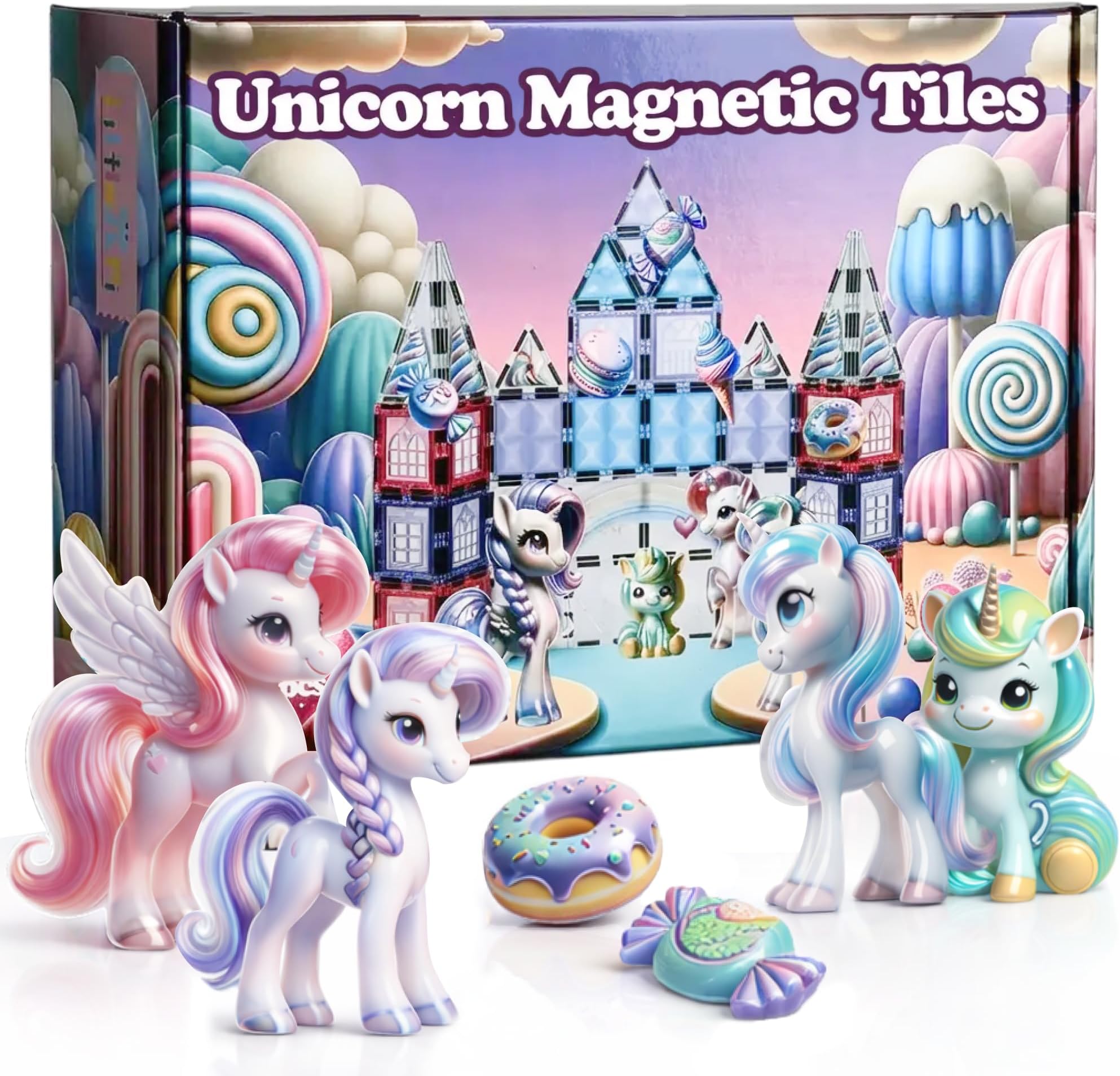 Unicorn Toys for Girls Age 4-6 - Unicorn Magnetic Tiles Frozen Toys for Girls Age 4-7 - 3 Year Old Girl Gifts 4 Year Old Girl Birthday Gifts Magnetic Blocks Age 3 4 5 6 7 8