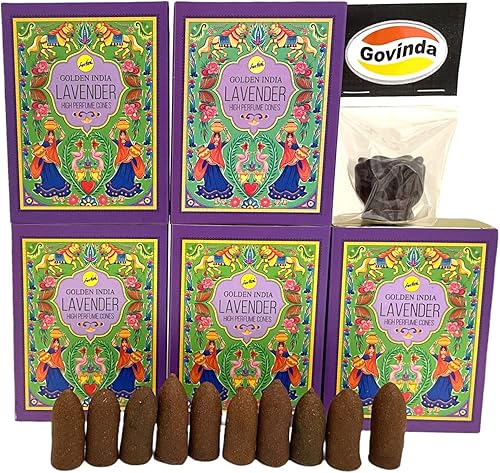 Miniatura 1 de Conos de incienso Sreevani de reflujo de lavanda altamente perfumados para cascada, fuente de humo aromático, neblina y quemador de loto, 50 conos