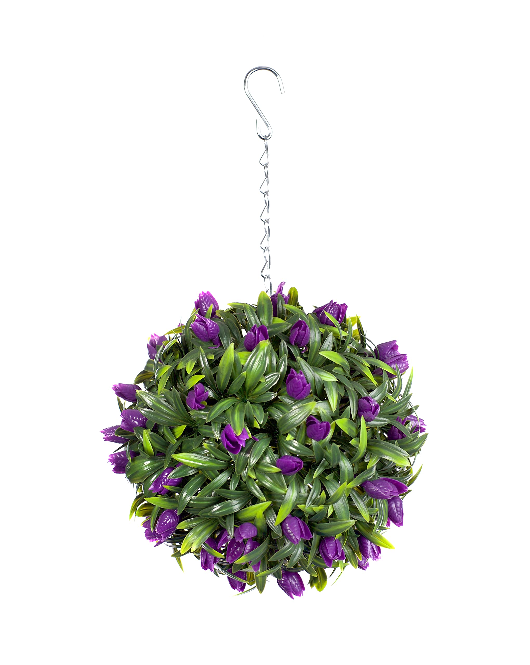 Best Artificial Purple Tulip Flower Ball Lush Long Leaf Topiary Grass (24Cm, )