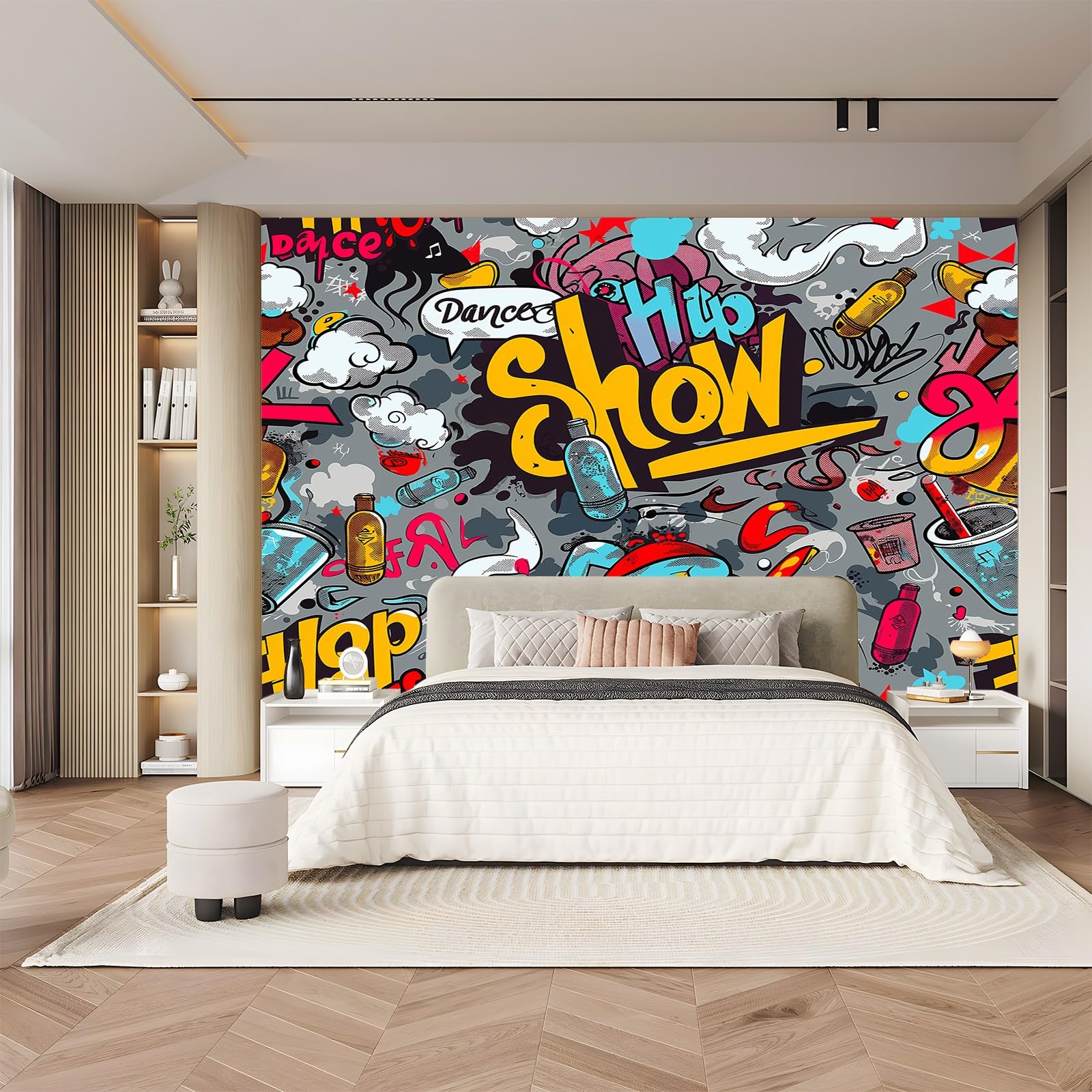Carta da Parati Danza Hip Hop Dei Graffiti Dipinti 250x175 cm Art Sfondo Murale Fotografica per Soggiorno Camera Ristorante Camera dei Bambini e Decorazione da Parete