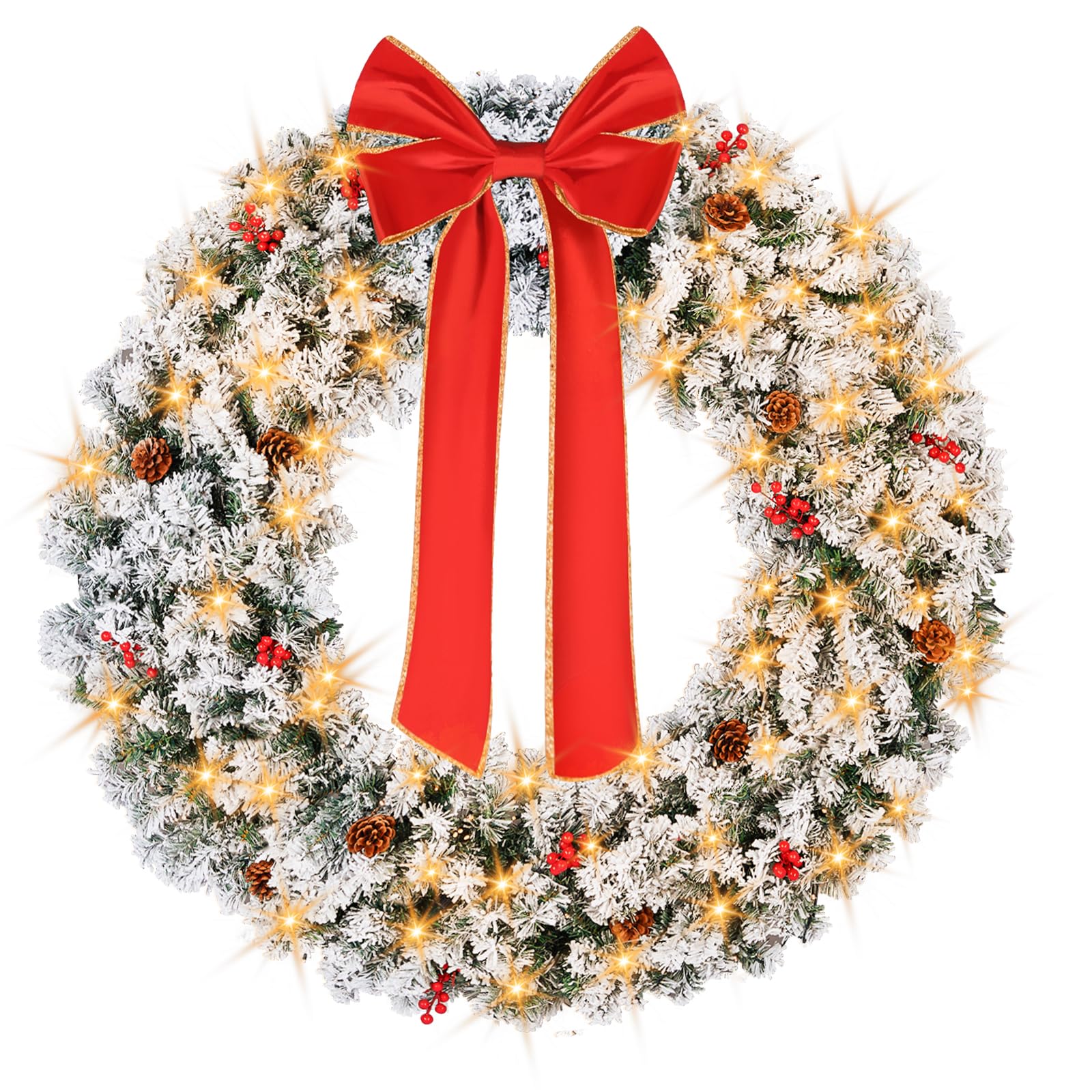 Amazon.com: VINGLI 48 Inch Prelit Christmas Wreath, Christmas