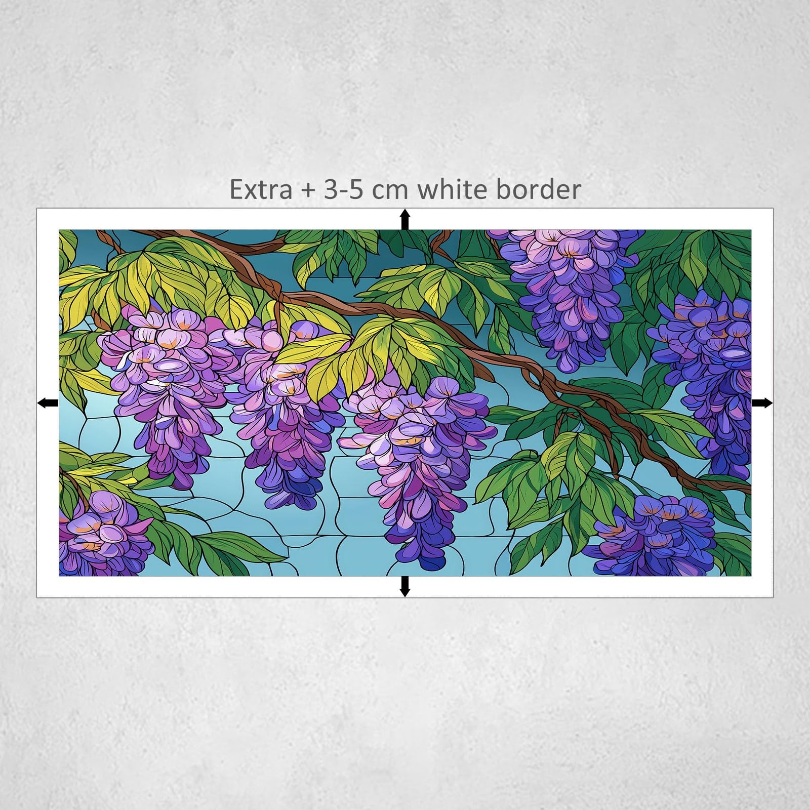 Generisch Ölgemälde Botanisch Glyzinie Grüne Blätter Modernes Leinwandbild 140L x 70B cm mit Rahmen, Cartoon XXL Wanddeko für Wohnzimmer Geschenk Idee Einzug - Hochwertiger Kunstdruck auf Holzrahmen