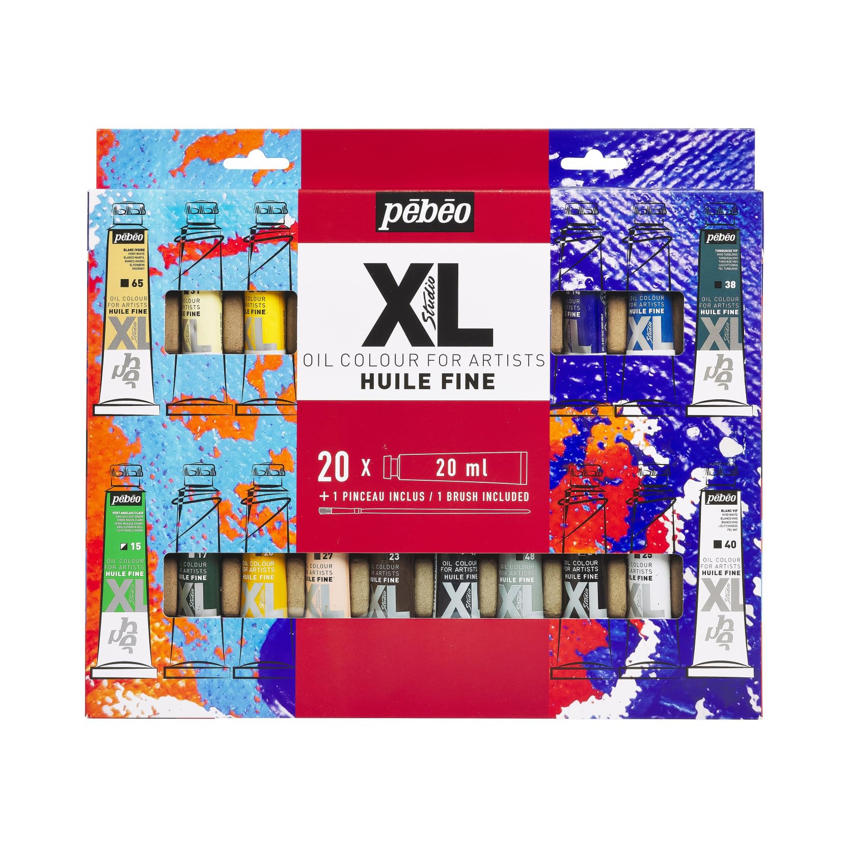 PEBEO Pébéo Fine XL zestaw farb olejnych, kolory uzupełniające, 20 x 20 ml + pędzel