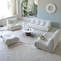 Vista 5 de Otomano, sofá de suelo perezoso, silla de terciopelo de peluche, sofá de acento, silla de esquina para sala de estar, dormitorio, sala de estar