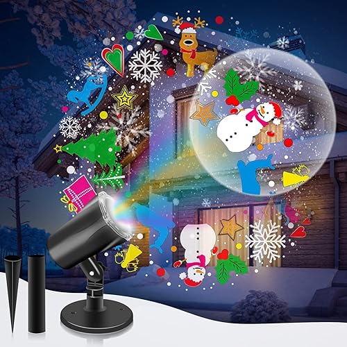 Miniatura 1 de Proyector de luces de Navidad para exteriores proyector de luz de Navidad 3D impermeable con copos de nieve giratorios árbol de Navidad para