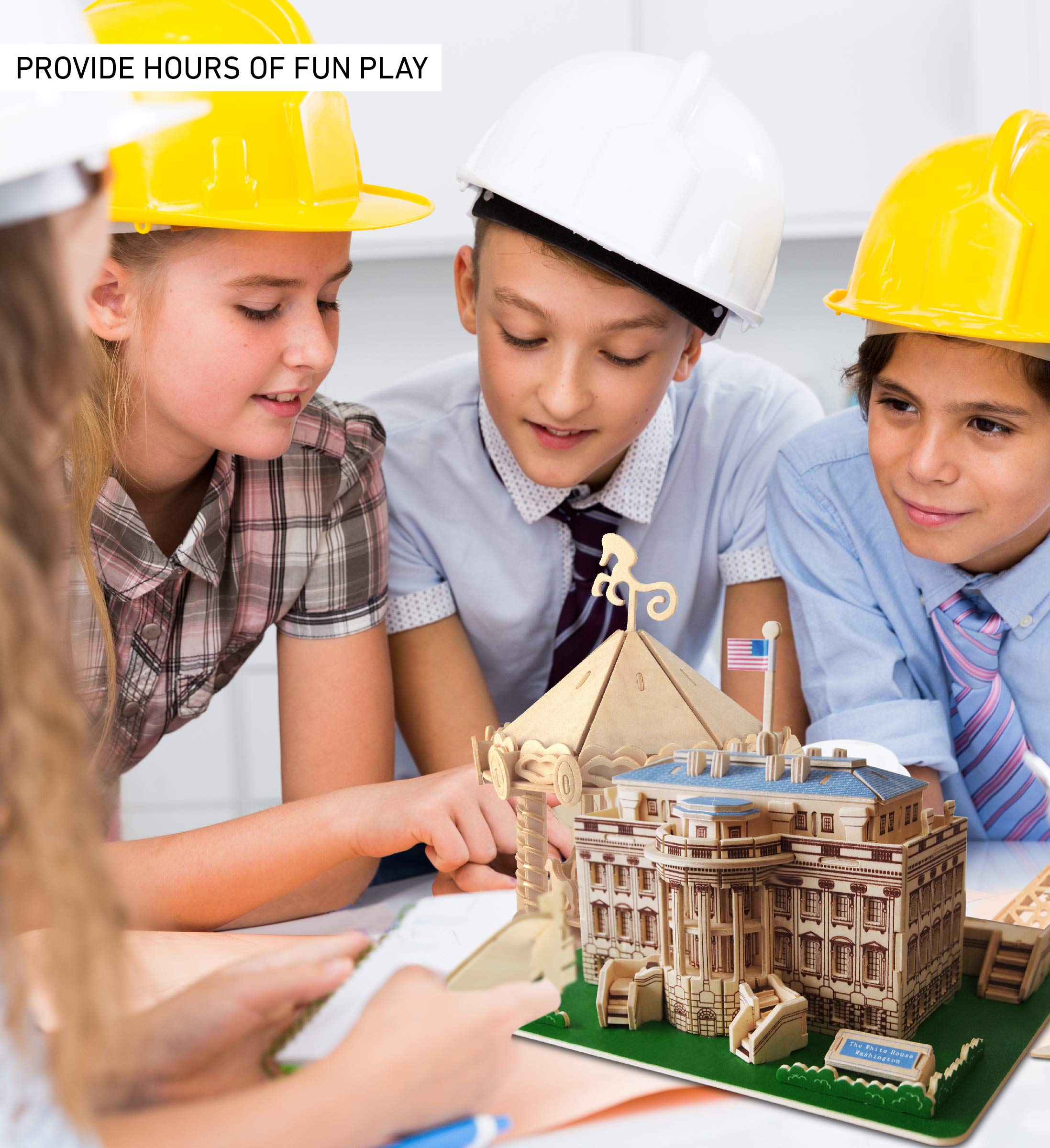 Puzzled The White House Wooden 3D Puzzle Construction Kit - Image 4