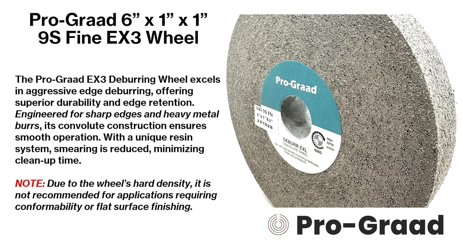 EX3 Deburring Wheel - 6” x 1” x 1” 9S Fine – Silicon Carbide – Deburr Metal, Finishing & Polishing Wheel - Highest Edge Retention & Durability - Aggressive Edge Deburring – 18825-1 Pack