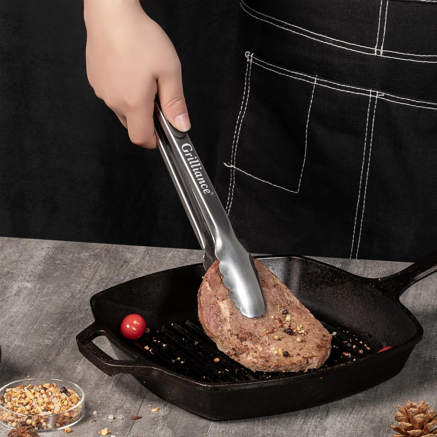 Grilliance Stainless Steel Serving Tongs Grilling Tongs for Cooking Camping Barbecue