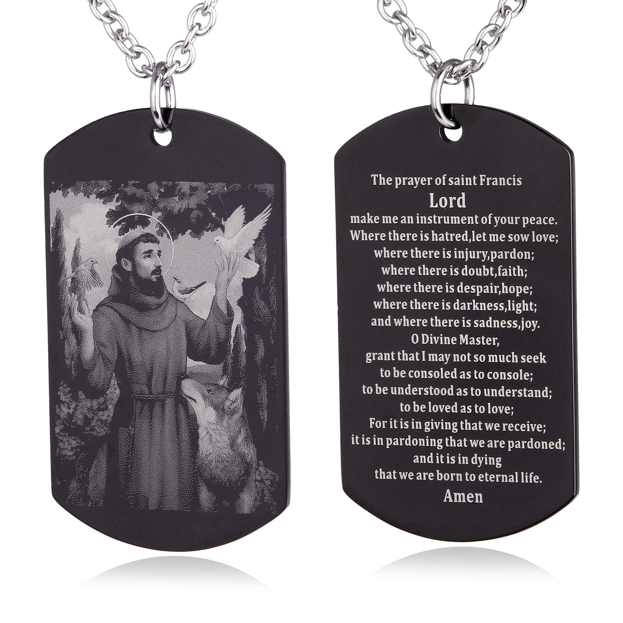 FAYERXL Scripture Baptism Holy Bible Verse Dog Tag Necklace,Engraved Catholic Christian Communion Confirmation Rite Religious Gift