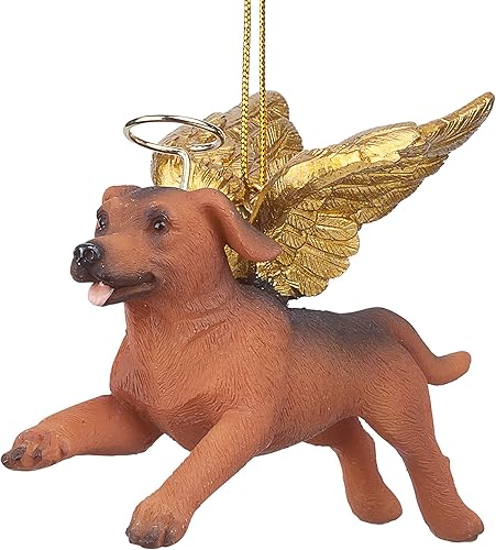Miniatura 37 de Design Toscano Pitbull Dog Angel - Adorno navideño para árbol de Navidad, 4 pulgadas, resina de piedra fundida, acabado marrón y dorado Marrón