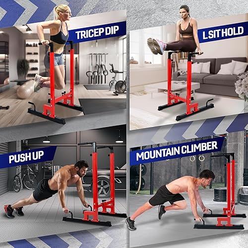 Miniatura 5 de Yes4All - Soporte de inmersión de 500 libras de capacidad, barras de inmersión ajustables de 80 niveles, máquina de estación de inmersión