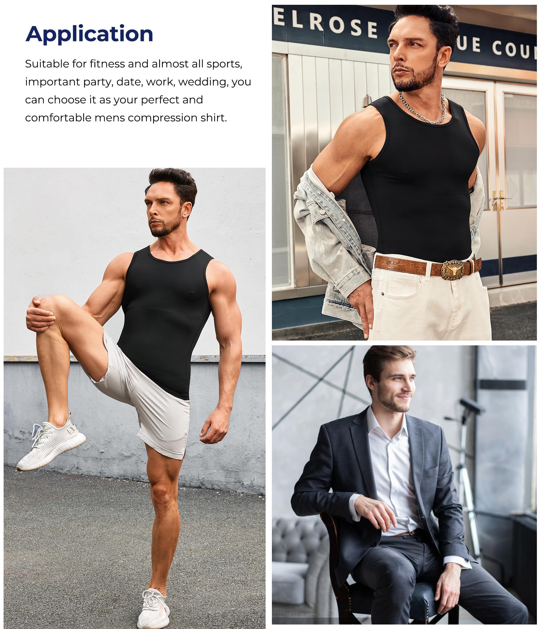 Nebility Débardeur Homme Lot de 2 Maillot de Corps Amincissant Gaine Ventre Plat T Shirt Minceur Gilet de Compression Gainant Body Shaper