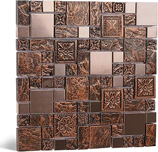 5-Sheet Glass Backsplash Tiles, 5 Square Feet Glass Mosaic Backsplash Su...