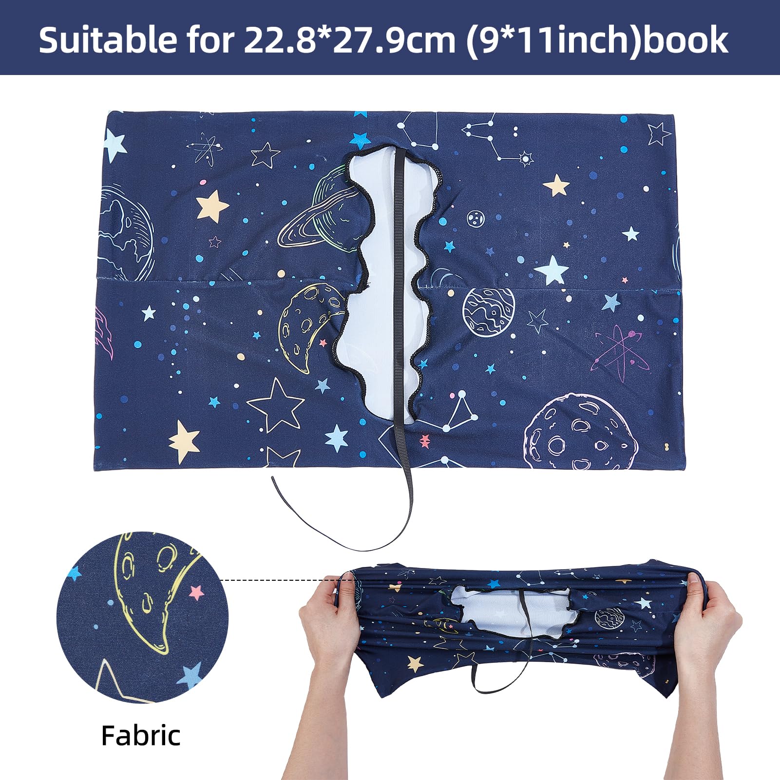 NICENEEDED Cartoon Star Stretchable Book Cover, 10 x 8.7 Inch Adjustable Elastic Cloth Notebook Sleeve - Image 2