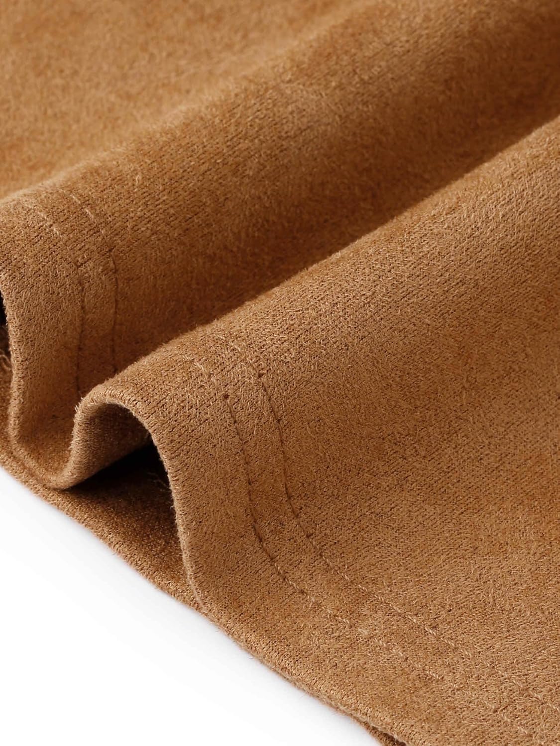 Agnes Orinda Plus Size Faux Suede Skirt for Women High Waist A Line with Pockets Elastic Midi Skirts - Image 5