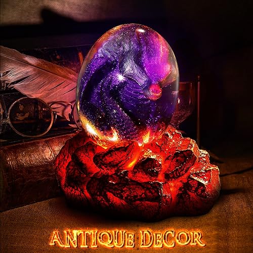 Miniatura 2 de Huevo de dragón de lava con base de iluminación, huevos de dragón transparente, huevo de dragón rojo con soporte de base luminosa, escultura hecha a