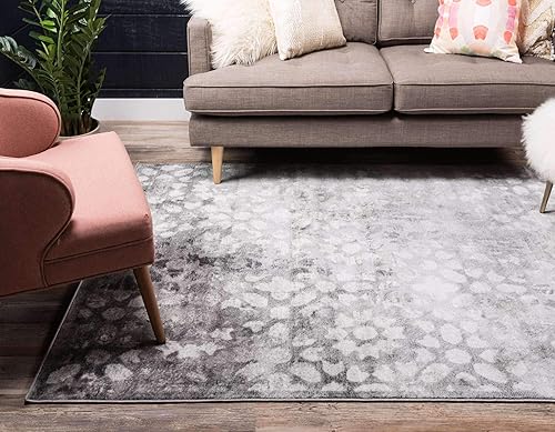 Miniatura 3 de Unique Loom Sofia Collection - Alfombra Larvotto (6 pies 1 pulgada x 9 pies, rectangular, gris oscuromarfil)