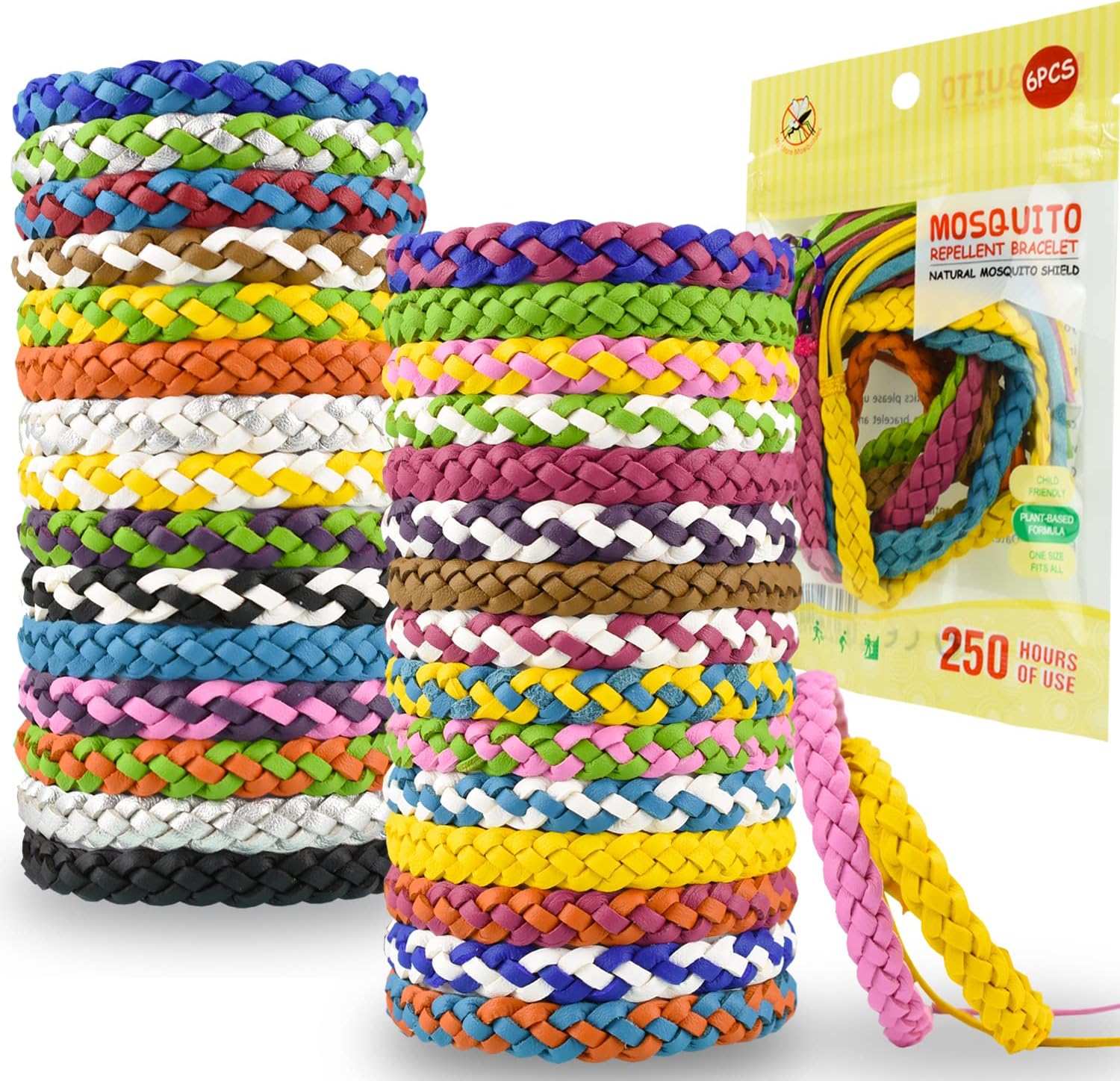 Mosquito Repellent Bracelets, 30 Pack PU Leather Braid Natural Bug Insect Repellent Wristbands for Kids Adult Outdoor Camping Fishing Traveling