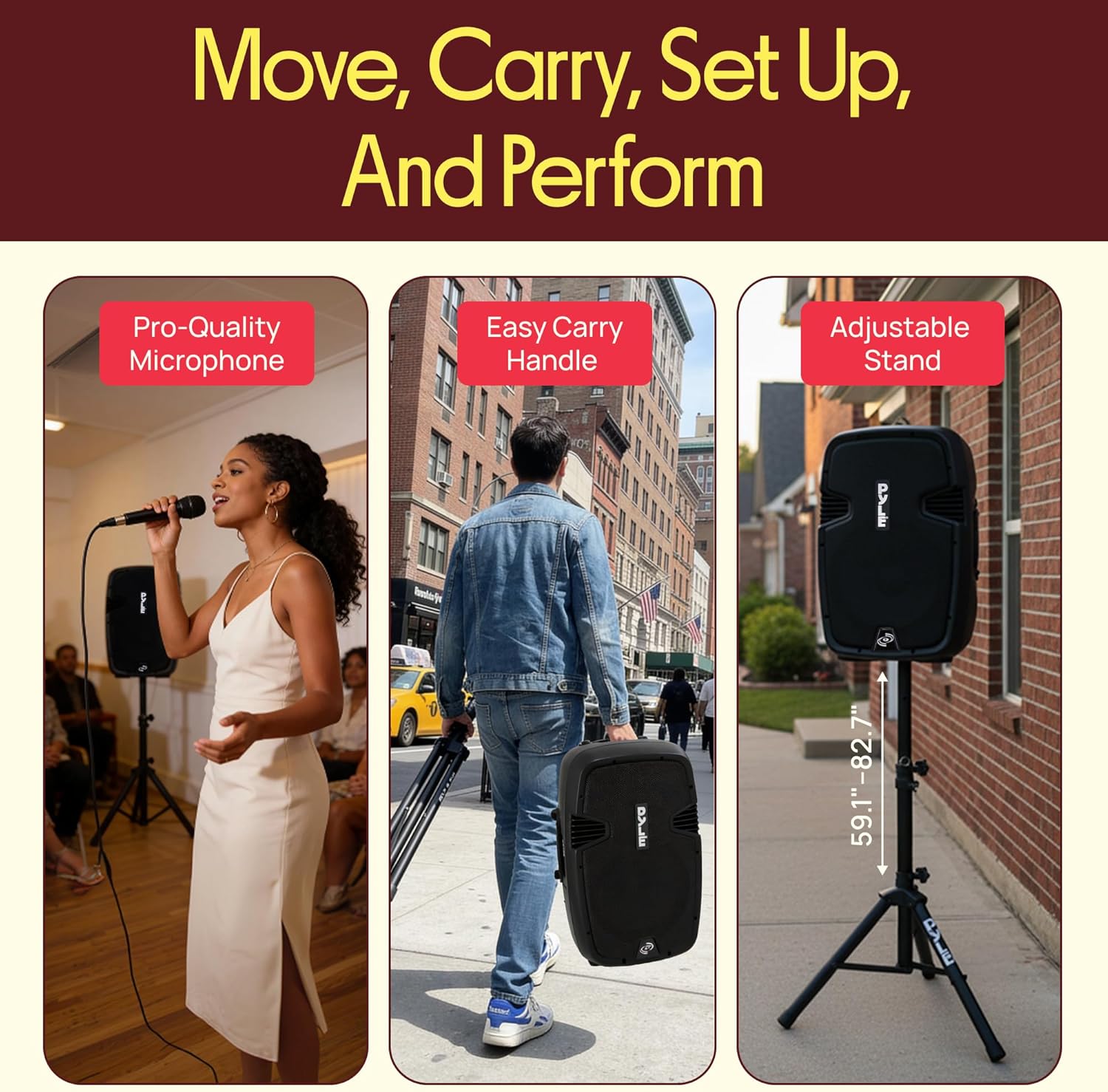 Wireless Portable PA Speaker System - 1800W High Powered Bluetooth Compatible Active + Passive Pair Outdoor Sound Speakers w/ USB SD MP3 AUX - 35mm Mount, 2 Stand, Microphone, Remote - Pyle PPHP1249KT - Image 5