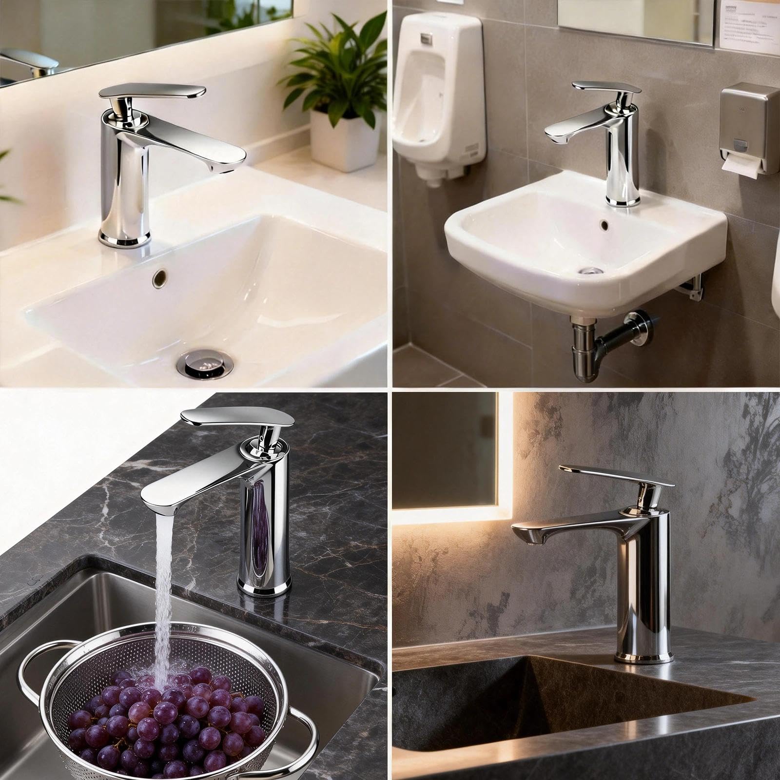 INHHCED Grifo Lavabo Monomando, Grifos Para Lavabos De Baño, Altura Del Caño: 70 Mm, Núcleo De Válvula De Disco Cerámico, Fabricado En Aleación De Zinc (Plata) — view 6
