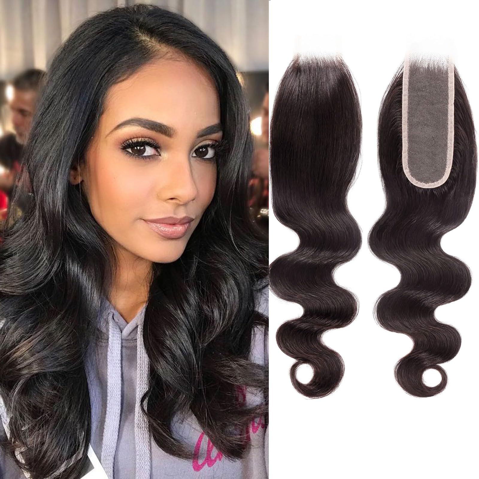 Huarisi 2x6 Transparent Lace Closure Body Wave 10 inch 100% Unprocessed Human Hair Free Part With Baby Hair Sew in Natural Hairline