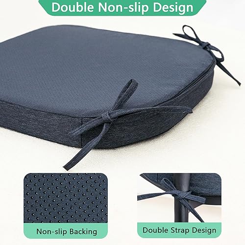 Miniatura 6 de Helios&Hestia Cojines para sillas de comedor de interior con lazos para cocina, cojines de asiento para exteriores con funda extraíble, parte