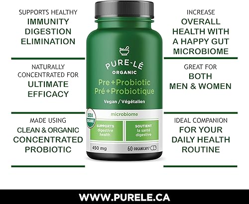 Miniatura 3 de USDA Organic Prebiotic + Probiotic 60 Organicaps  Vegano Certificado Orgánico Kosher Completo Apoyo Digestivo Diario. Todo Natural  Suplemento
