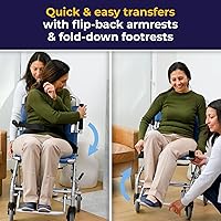 Vista 7 de Silla de ruedas plegable con bolsa de transporte Drive Medical, súper liviana, azul