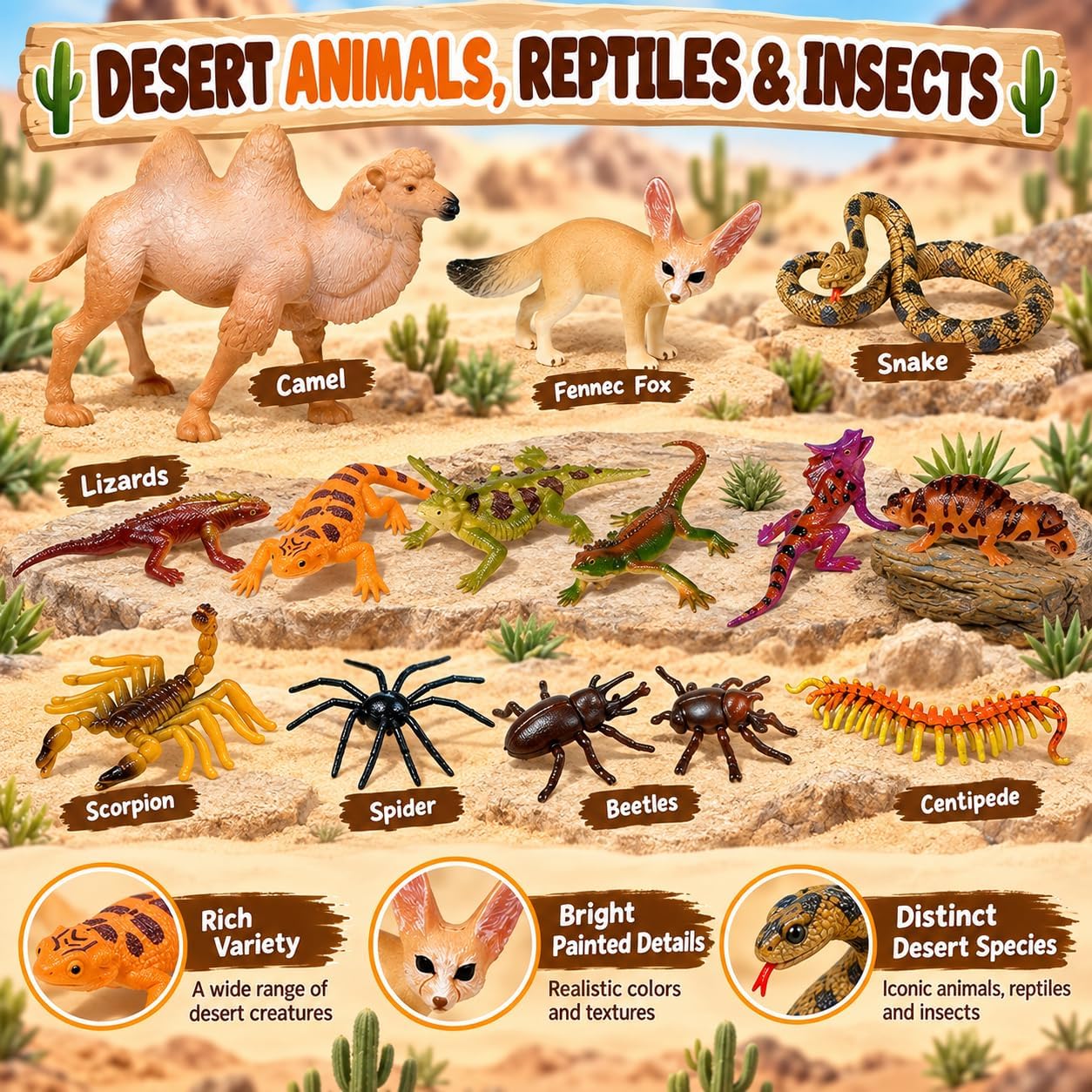 34 Pcs Desert Diorama Kit, Desert Diorama Supplies with Desert Animals Set thumbnail