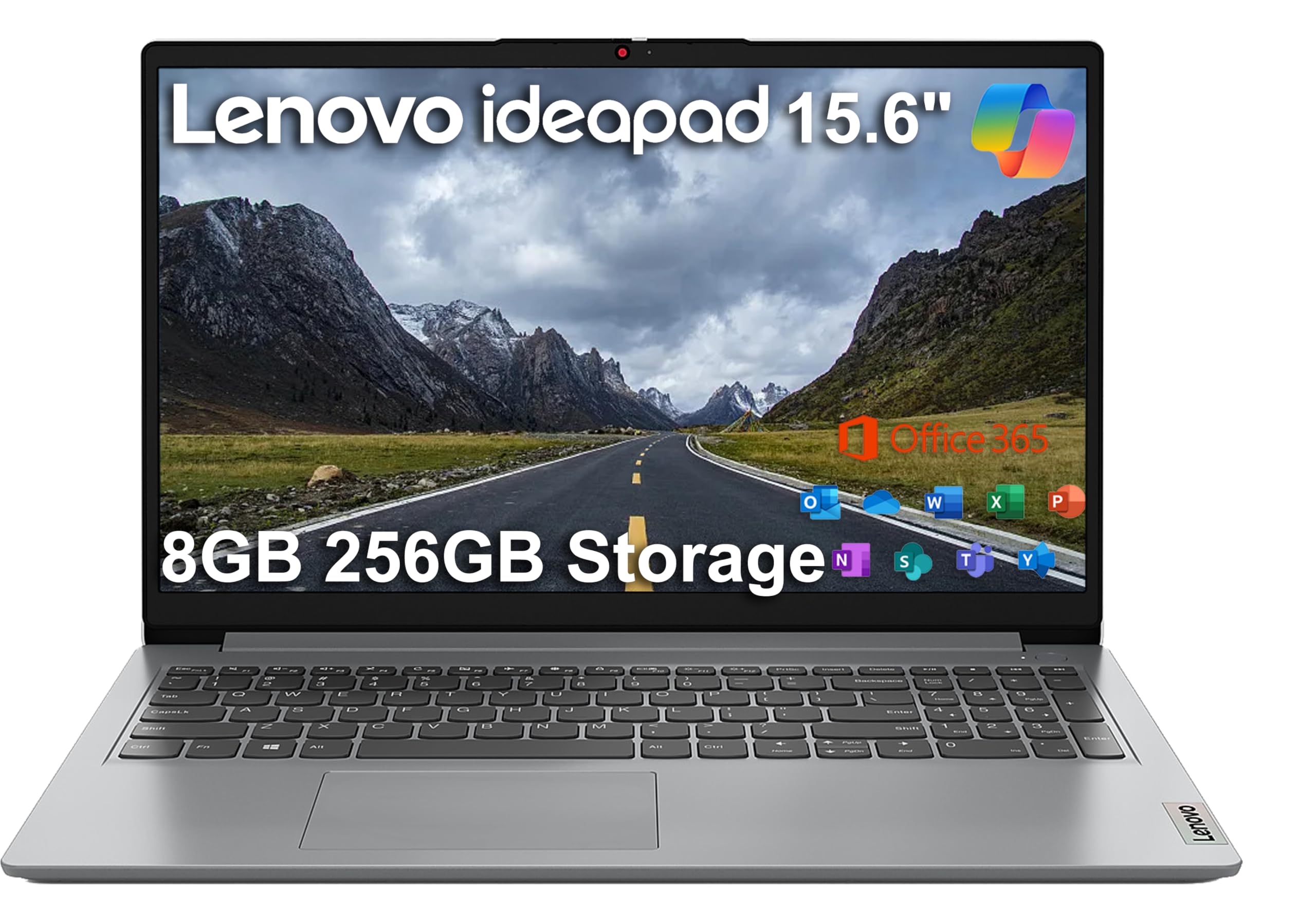 Lenovo IdeaPad 1i 15.6" HD Laptop (8GB, 256GB Storage (128GB eMMC + 128GB SSD), 1-Year Microsoft Office 365, Intel Celeron N4500) for Business, Student, Numeric Keypad, Wi-Fi 6, Win 11 Home in S